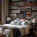 Photo Wallpaper Stone fortress - textured grey and brown stone blocks 91350 additionalThumb 2