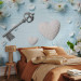 Wall Mural Spring key - floral motif with a heart on a blue background with lettering 96850 additionalThumb 2