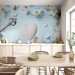 Wall Mural Spring key - floral motif with a heart on a blue background with lettering 96850 additionalThumb 6