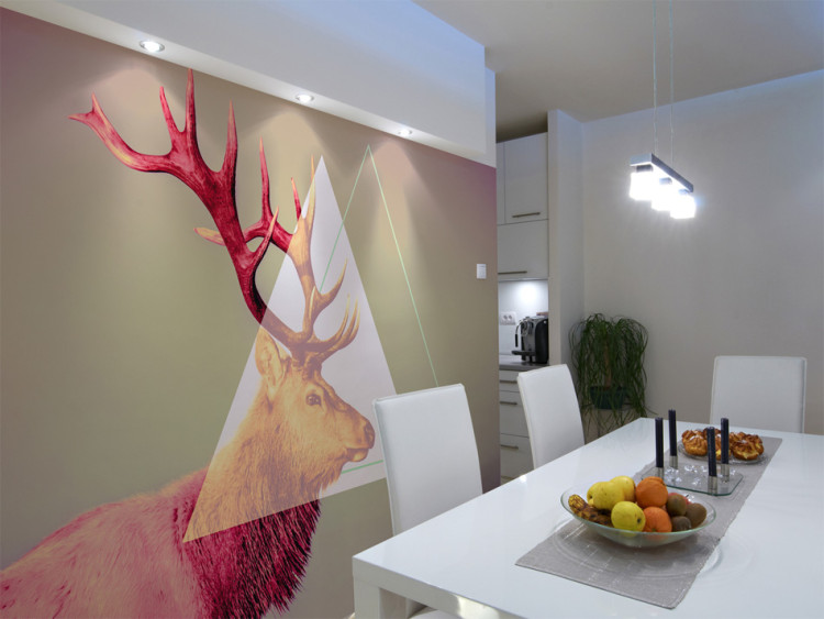Wall Mural Deer - abstract with animal motif on a geometric colour background 97050