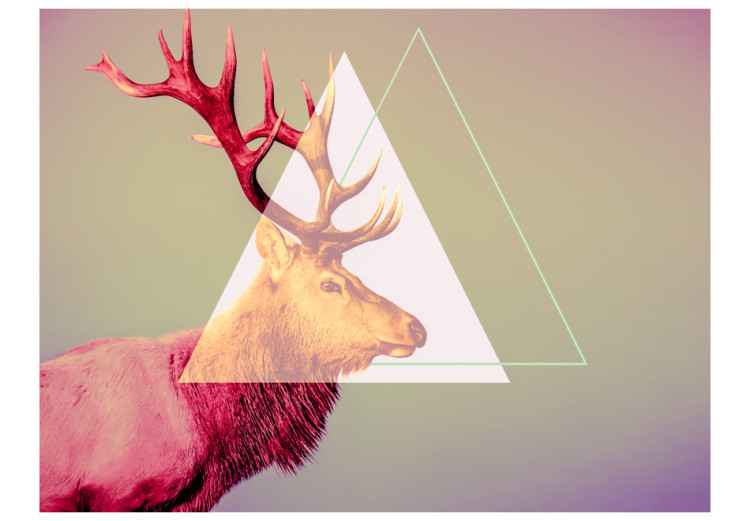 Wall Mural Deer - abstract with animal motif on a geometric colour background 97050 additionalImage 1