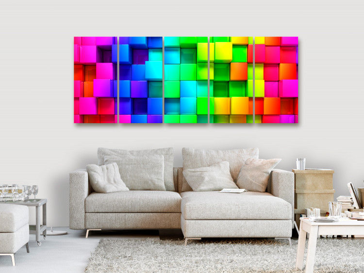 Canvas Print Colourful Cubes (5 Parts) Narrow 113760 additionalImage 3