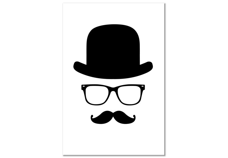Canvas Art Print Man in a Hat (1-part) - Black and White Graphic Motif 115060