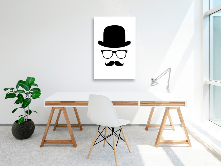 Canvas Art Print Man in a Hat (1-part) - Black and White Graphic Motif 115060 additionalImage 3