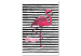 Canvas Art Print Bird of Youth (1-part) - Flamingo Against Black and White Stripes 115260