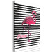 Canvas Art Print Bird of Youth (1-part) - Flamingo Against Black and White Stripes 115260 additionalThumb 2