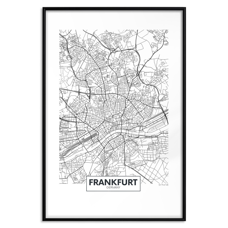 Poster Map of Frankfurt - black and white map of a German city with label 116360 additionalImage 15