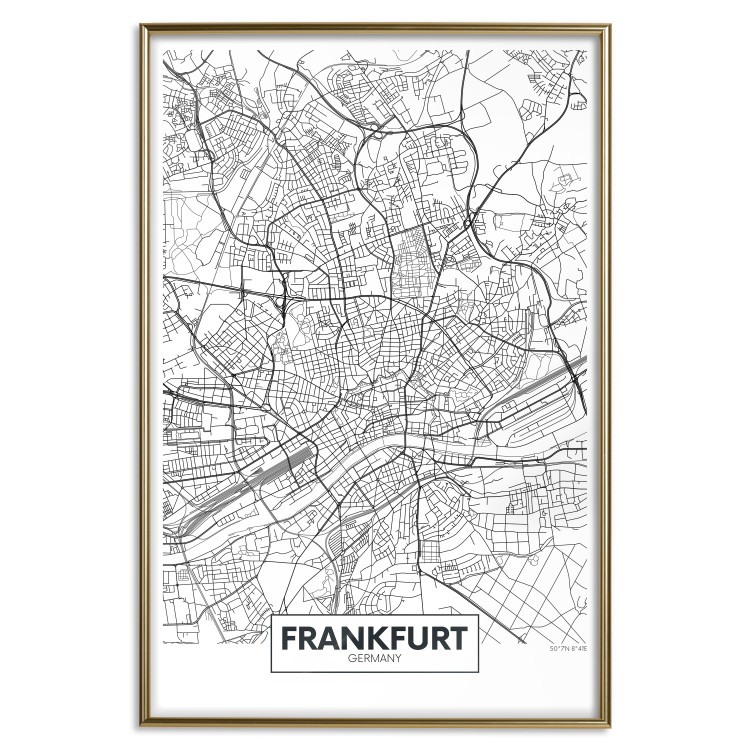 Poster Map of Frankfurt - black and white map of a German city with label 116360 additionalImage 16