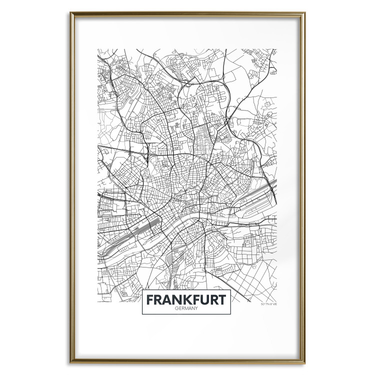 Poster Map of Frankfurt - black and white map of a German city with label 116360 additionalImage 14