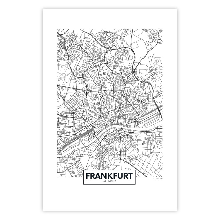 Poster Map of Frankfurt - black and white map of a German city with label 116360 additionalImage 19