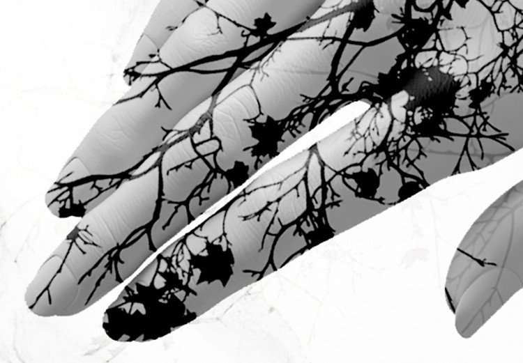Canvas Print Nature's Art in Hands (1-part) - Black and White Abstraction 117260 additionalImage 5