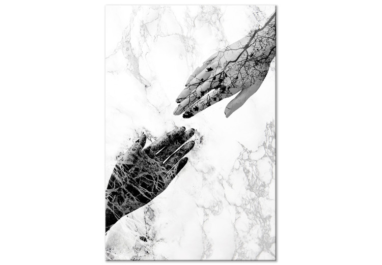 Canvas Print Nature's Art in Hands (1-part) - Black and White Abstraction 117260