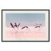 Poster Flamingo Race - summer landscape of pastel water with pink birds 117460 additionalThumb 18