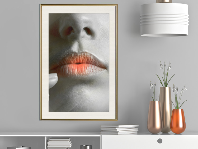 Wall Poster Hot Lips - black and white composition with a close-up of a woman's face 117560 additionalImage 21