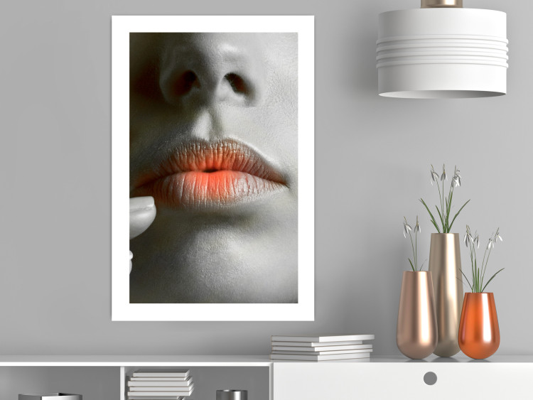 Wall Poster Hot Lips - black and white composition with a close-up of a woman's face 117560 additionalImage 4