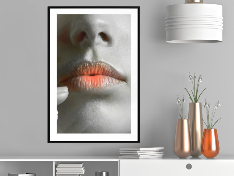 Wall Poster Hot Lips - black and white composition with a close-up of a woman's face 117560 additionalImage 6