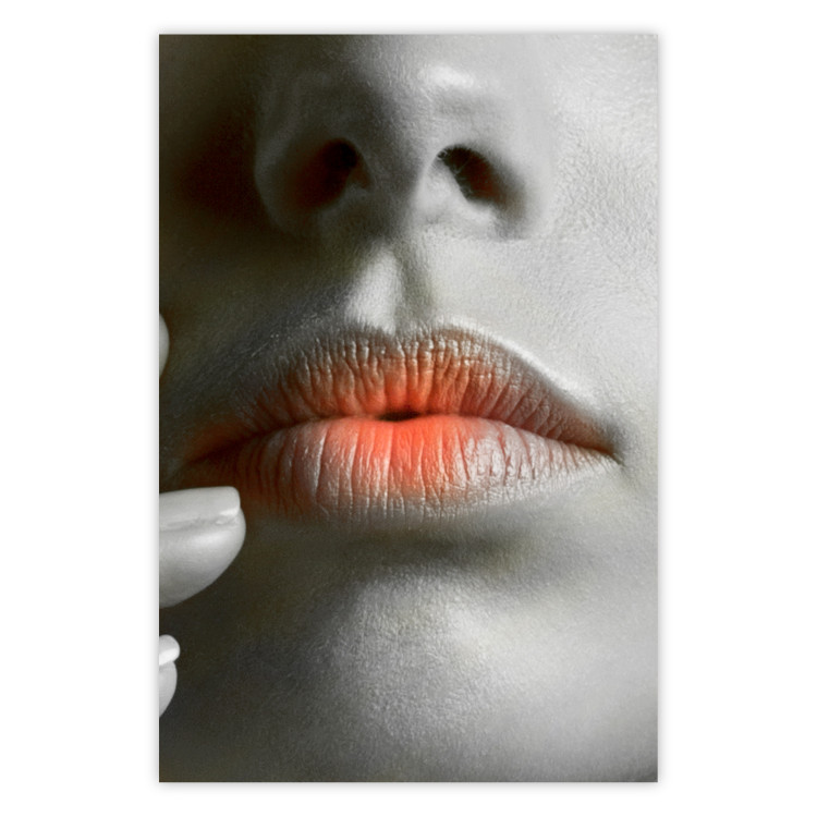Wall Poster Hot Lips - black and white composition with a close-up of a woman's face 117560