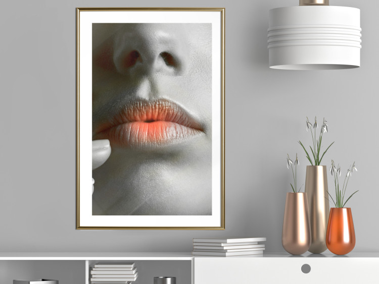 Wall Poster Hot Lips - black and white composition with a close-up of a woman's face 117560 additionalImage 13