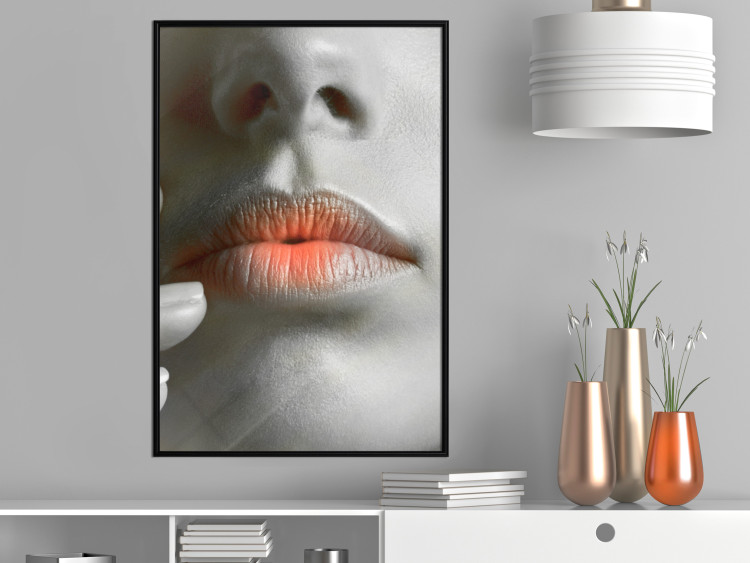 Wall Poster Hot Lips - black and white composition with a close-up of a woman's face 117560 additionalImage 3