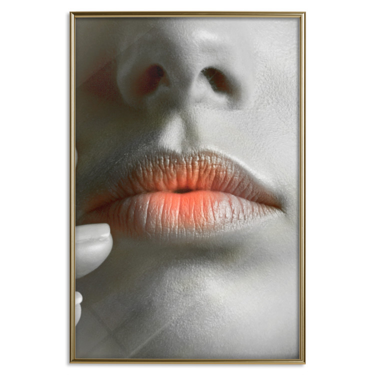 Wall Poster Hot Lips - black and white composition with a close-up of a woman's face 117560 additionalImage 20