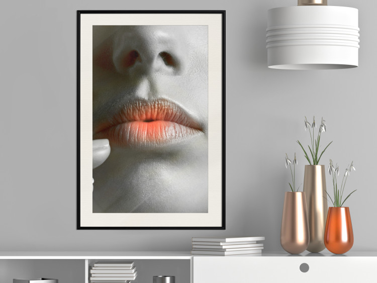 Wall Poster Hot Lips - black and white composition with a close-up of a woman's face 117560 additionalImage 22