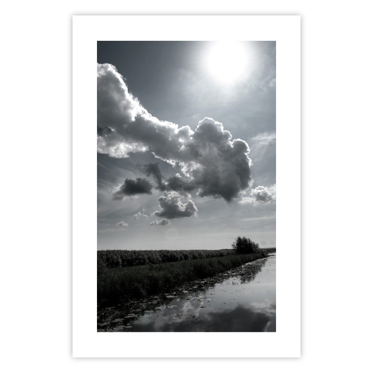 Poster Hot Clouds - black and white landscape of nature against a backdrop of clouds and water 122360 additionalImage 25