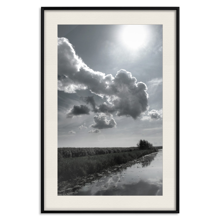Poster Hot Clouds - black and white landscape of nature against a backdrop of clouds and water 122360 additionalImage 18