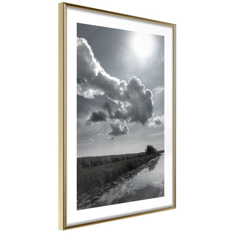 Poster Hot Clouds - black and white landscape of nature against a backdrop of clouds and water 122360 additionalImage 6
