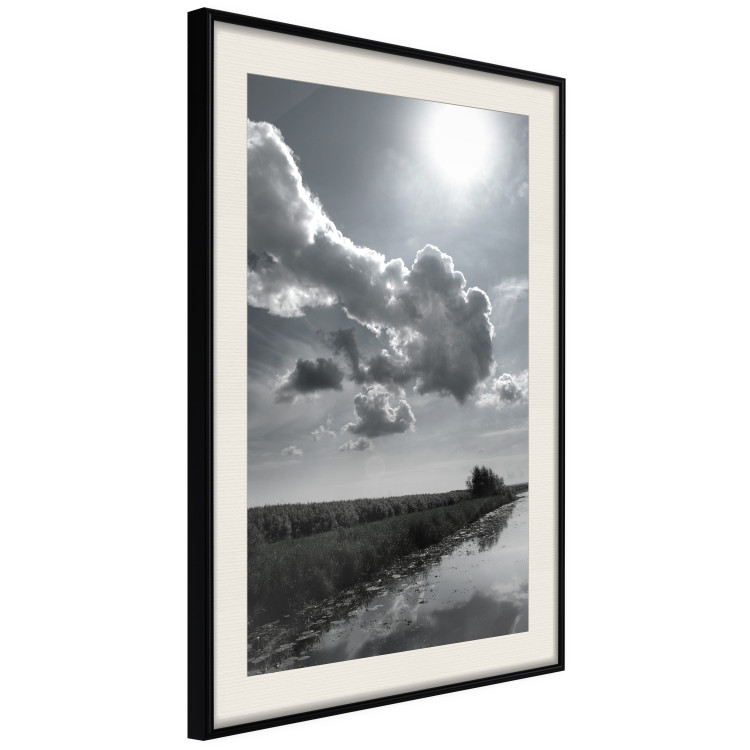 Poster Hot Clouds - black and white landscape of nature against a backdrop of clouds and water 122360 additionalImage 3