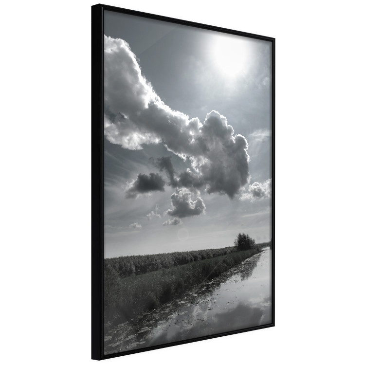 Poster Hot Clouds - black and white landscape of nature against a backdrop of clouds and water 122360 additionalImage 10