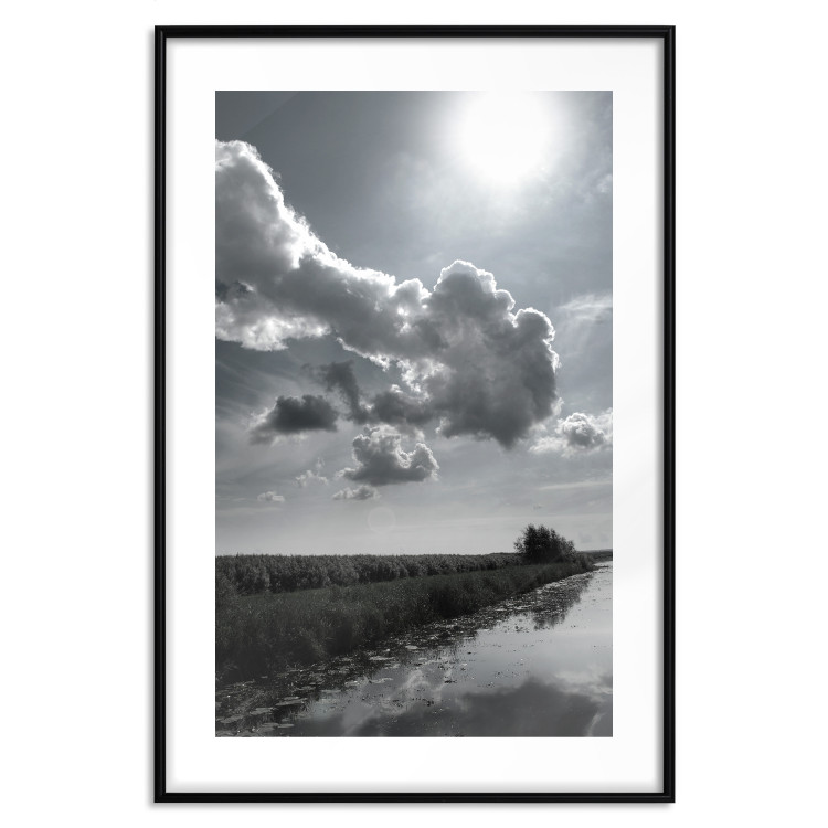 Poster Hot Clouds - black and white landscape of nature against a backdrop of clouds and water 122360 additionalImage 15