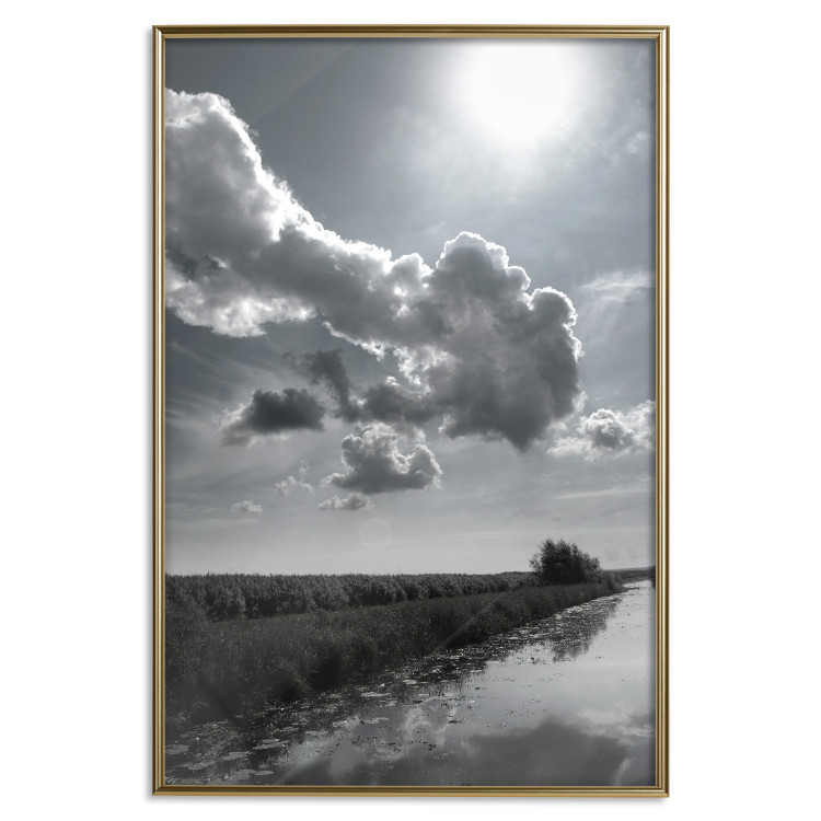 Poster Hot Clouds - black and white landscape of nature against a backdrop of clouds and water 122360 additionalImage 20