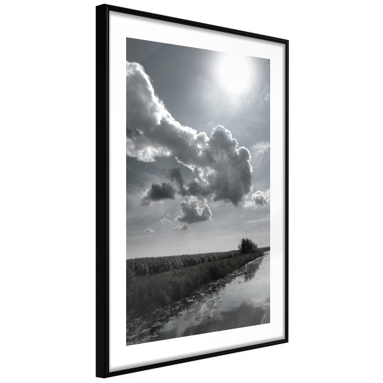 Poster Hot Clouds - black and white landscape of nature against a backdrop of clouds and water 122360 additionalImage 11