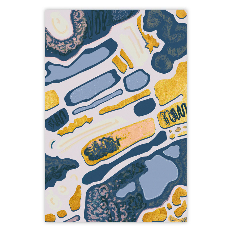 Wall Poster Organic Nature - artistic yellow and blue patterns on a light background 122660
