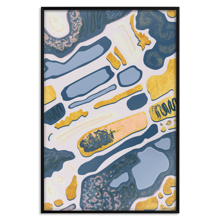 Wall Poster Organic Nature - artistic yellow and blue patterns on a light background 122660 additionalImage 18