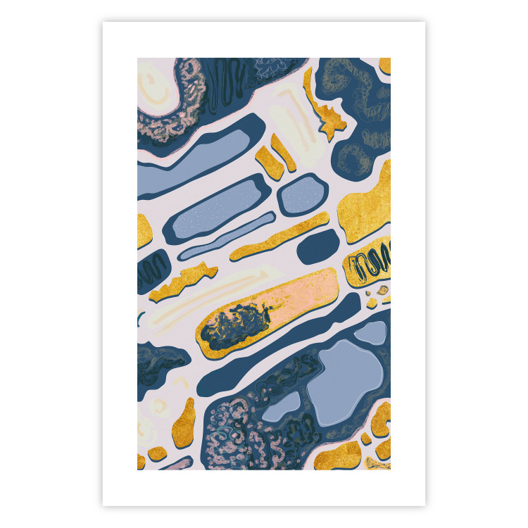 Wall Poster Organic Nature - artistic yellow and blue patterns on a light background 122660 additionalImage 25