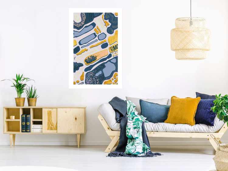 Wall Poster Organic Nature - artistic yellow and blue patterns on a light background 122660 additionalImage 2