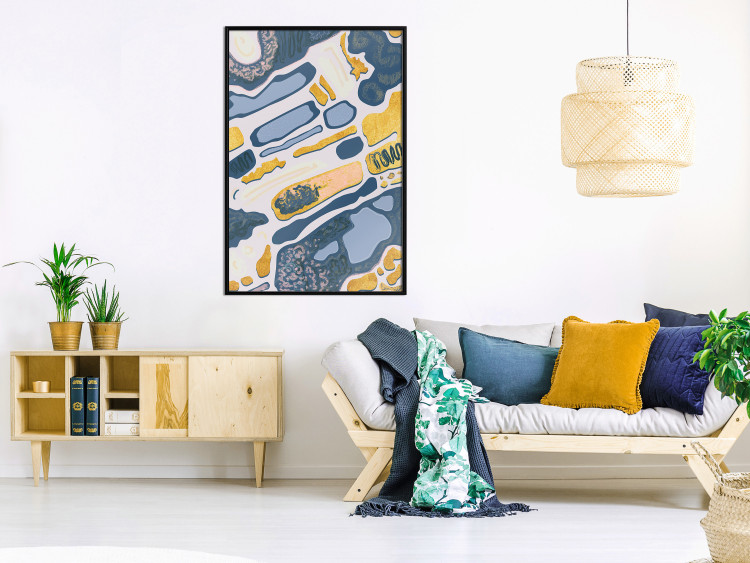 Wall Poster Organic Nature - artistic yellow and blue patterns on a light background 122660 additionalImage 3
