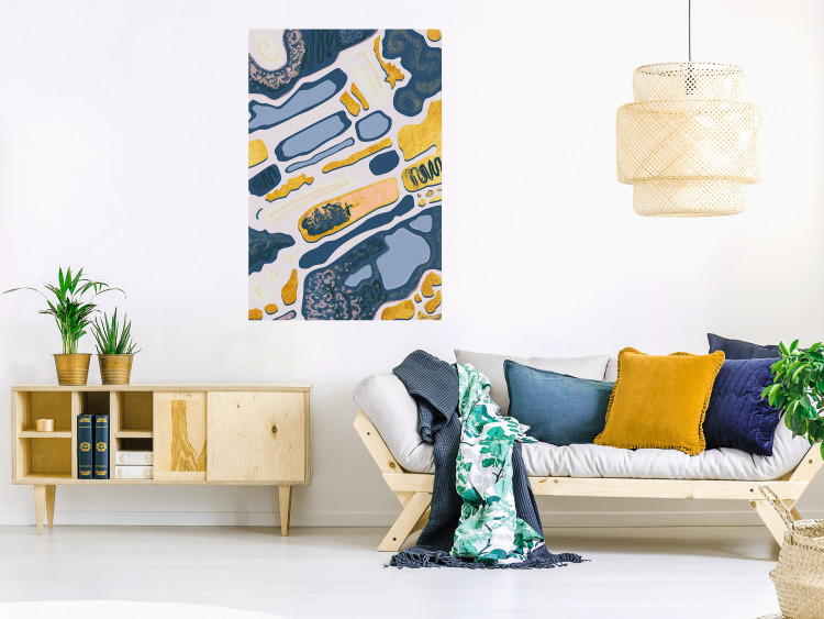 Wall Poster Organic Nature - artistic yellow and blue patterns on a light background 122660 additionalImage 17