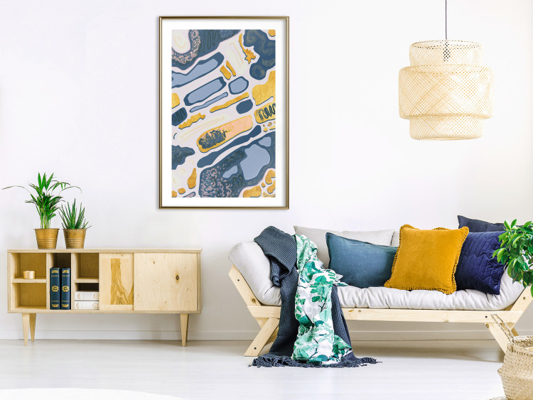 Wall Poster Organic Nature - artistic yellow and blue patterns on a light background 122660 additionalImage 15