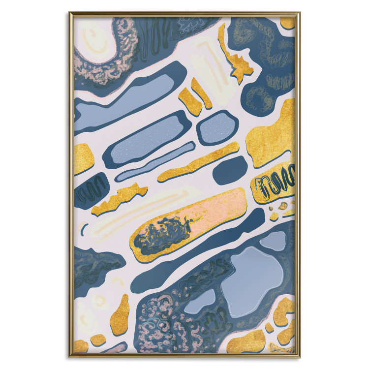Wall Poster Organic Nature - artistic yellow and blue patterns on a light background 122660 additionalImage 16