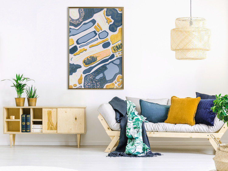 Wall Poster Organic Nature - artistic yellow and blue patterns on a light background 122660 additionalImage 7