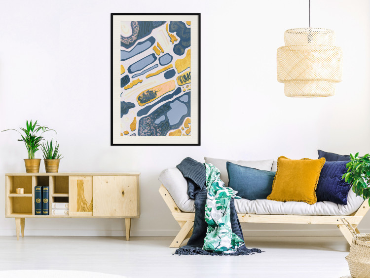 Wall Poster Organic Nature - artistic yellow and blue patterns on a light background 122660 additionalImage 22
