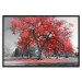 Wall Poster Autumn in the Park (Red) - gray tree landscape with red leaves 122760 additionalThumb 18