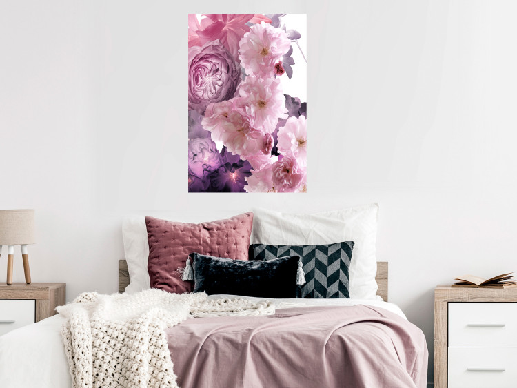Wall Poster Fan of Flowers - pink flowers and colorful plants on a white background 122860 additionalImage 19