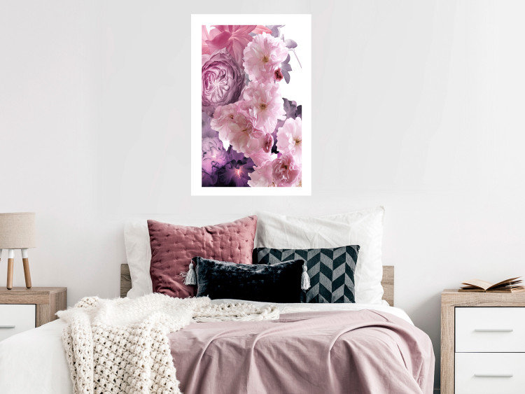 Wall Poster Fan of Flowers - pink flowers and colorful plants on a white background 122860 additionalImage 2