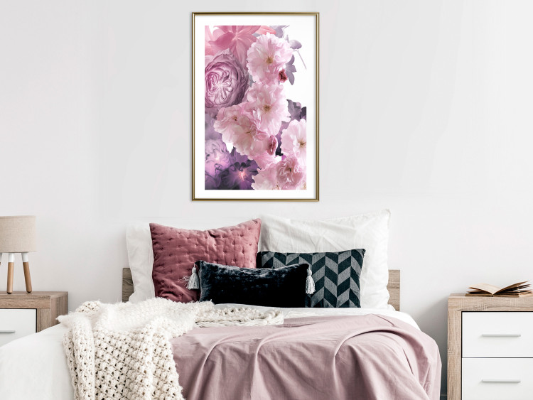 Wall Poster Fan of Flowers - pink flowers and colorful plants on a white background 122860 additionalImage 15