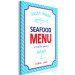 Canvas Seafood menu - Blue red inscription in English in a smart frame in retro style 123560 additionalThumb 2