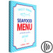 Canvas Seafood menu - Blue red inscription in English in a smart frame in retro style 123560 additionalThumb 6