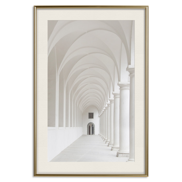 Poster Colonnade - building architecture with gray columns creating corridor 123860 additionalImage 19